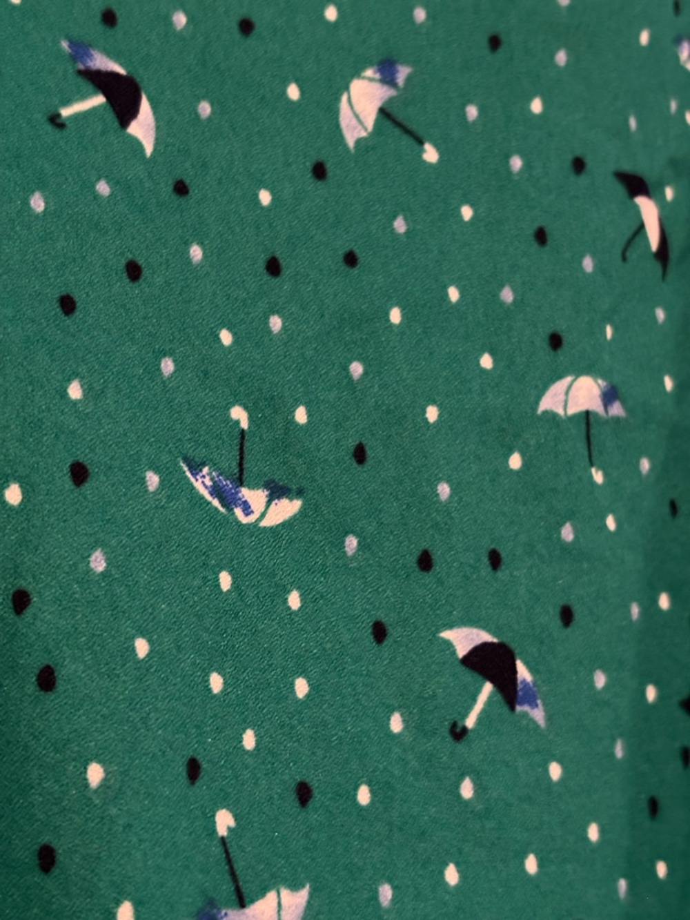 Catherines Teal Green Button-Front V-Neck Floral Dot Blouse - Picture 3 of 8